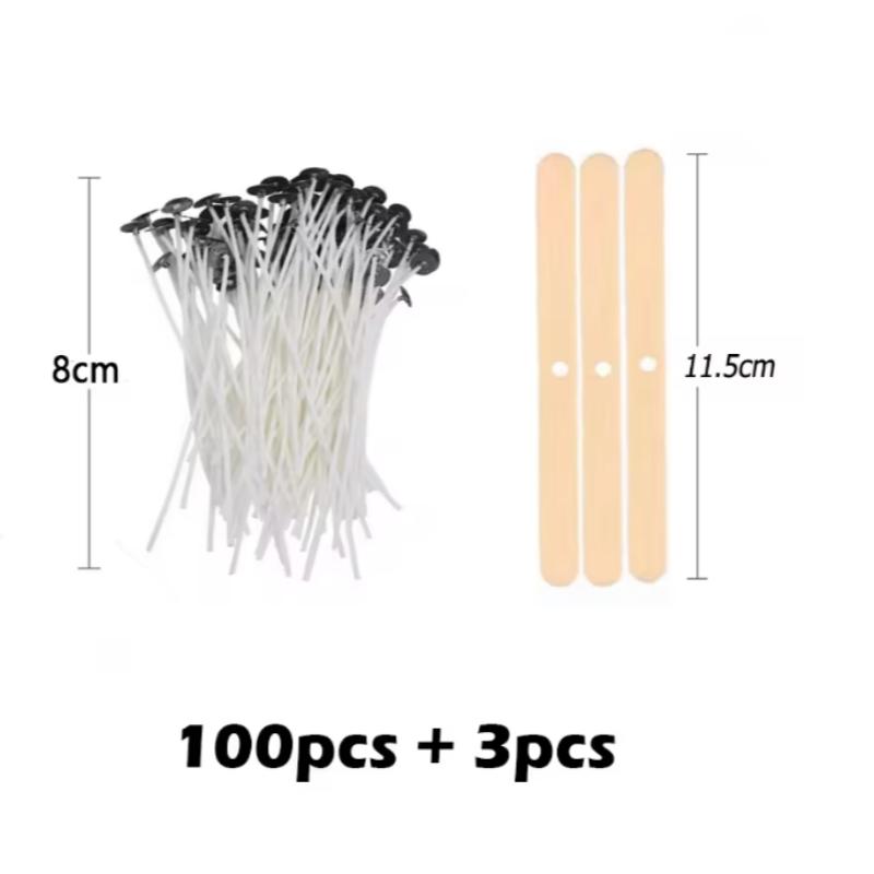 100pcs Waxed Cotton Candle Wicks Set with Stand Original Smokeless Candle Wicks Soy Oil Wax Core Woven Making Candles Supplies