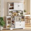 Kitchen Cupboard, Freestanding Kitchen Cabinet with 2 Cabinets, 2 Drawers, Open and Adjustable Shelves, White