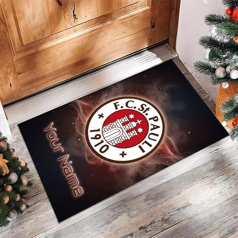 FC St. Pauli Printed Crystal Velvet Rug Non‑Slip Crystal Velvet Carpet For Sofa Bedroom Indoor Home Decoration