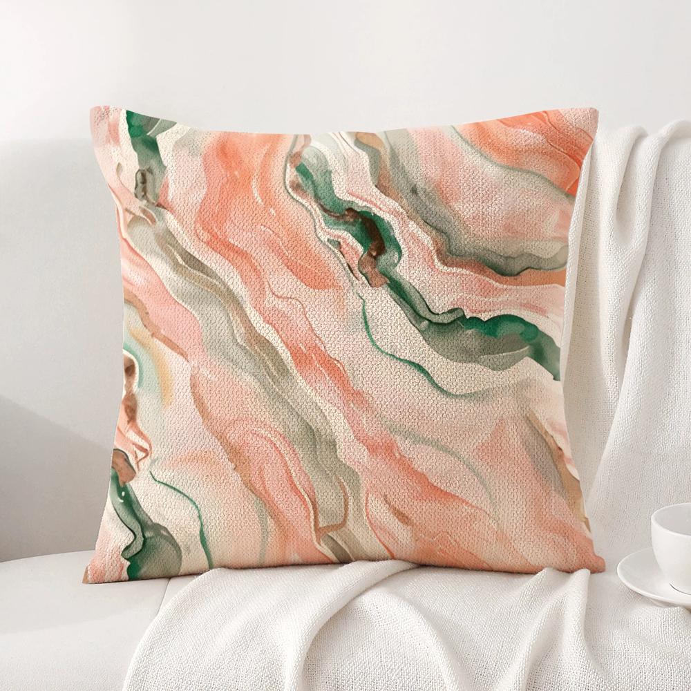 Marble Pattern Cushion Cover Natural Linen Organic Fabric DoubleSided Printing Sofa Home Decor Gift Pillow Cover