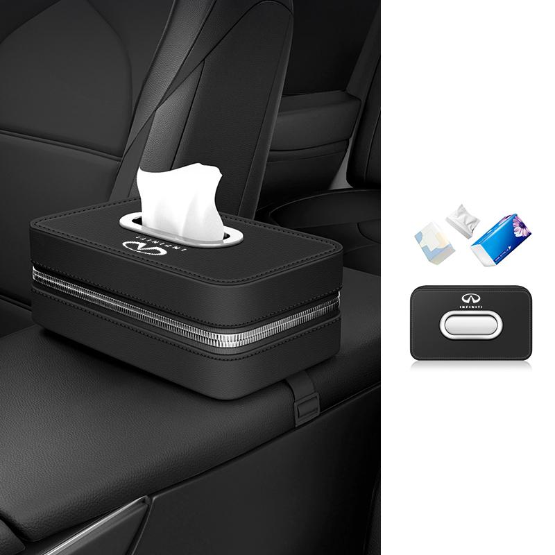Car Seatback Tissue Box Paper Storage Bag Napkin Holder For Infiniti Q50 FX35 Q30 G37 Q70 QX70 G35 Q60 QX50 QX60 QX80 QX30 UU555