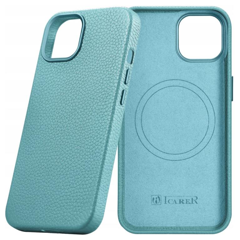 Icarer Litchi Premium Leather Case Skórzane Etui Iphone 14 Plus Magnetyczne Z Magsafe Zielony (Wmi14220711-Gn)