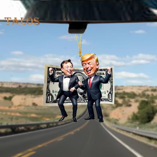 

Рождественское украшение Трампа 2024 года, забавные подвесные украшения Трампа и Маска, 2D акриловое украшение на рождественскую елку для сторонника C