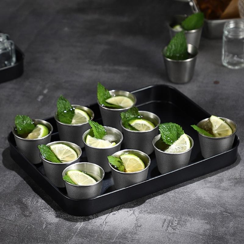 Stainless Steel Small Cocktails Shot Glasses Drinking Vessel Cup For Whiskeys Tequilas And Liquor Portable Barwares
