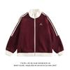 Women's Stand Collar Long Sleeve Zip Up Jacket Loose Fit Striped Waffle Sweatshirt Baseball Outerwear