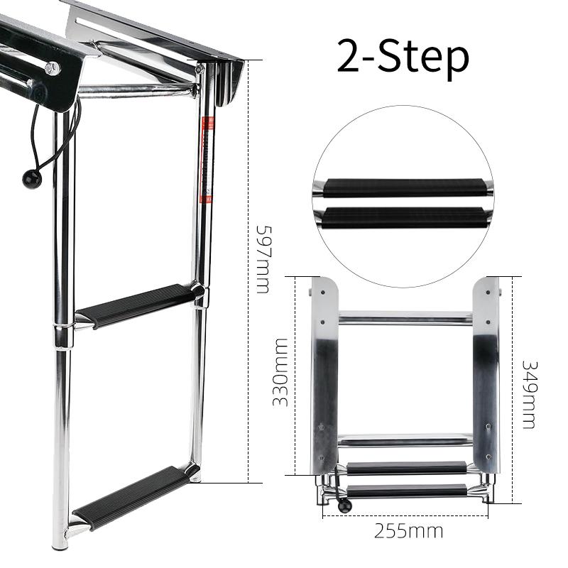 

AndyMarine Высококачественная Морская Нержавеющая Сталь Под Платформу 2-ступенчатая Лестница Телескопическая С Более Широкими Ступенями Лестница для Бассейна 2 Step
