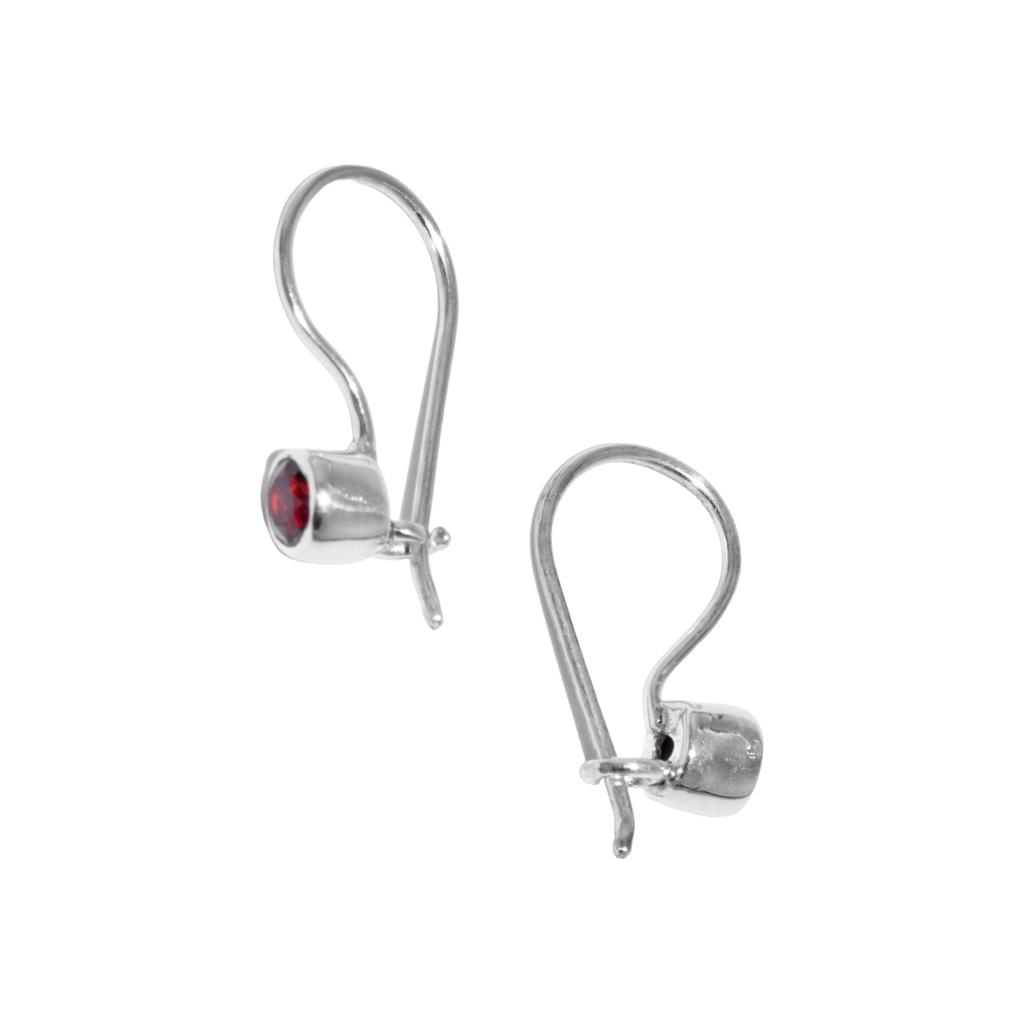 Boucles d'oreilles Grenat: Boucles d'oreilles à crochet en argent sterling 925, Pierre précieuse rouge
