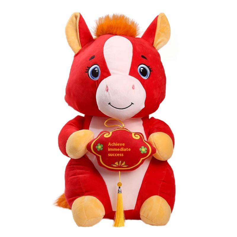 1Pcs Festival Gift 2026 Year Mascot Red Little Horse Plush Toys Cozy Horse Doll Ornament Lively Cute Desktop Pets