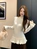 Korean Style Slimming Ruffle Turtleneck Women's T-Shirt for Autumn/Winter