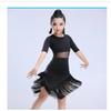 Vestido de Danza Latina para Niñas Vestimenta Latina con Flecos Disfraz de Salsa Negro Rojo Vestidos de Salón Tango