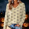 Women's V-Neck Long Sleeve Lightweight Print Top for Parties and Daily Wear