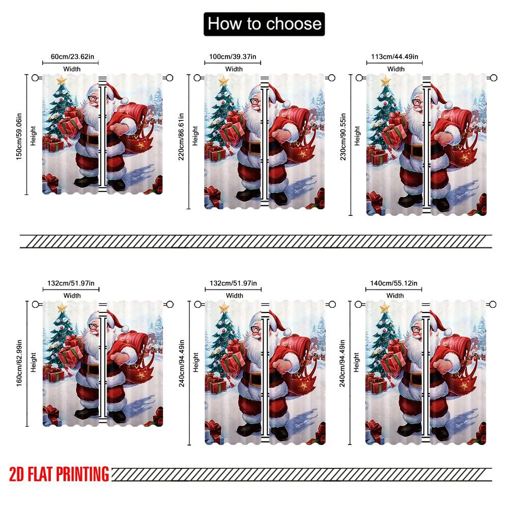 2pcs 2D flat printing Merry Christmas Popular Window Curtains Father Christmas3 100% Polyester Fabric Without Electricity Party