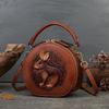 Rabbit Embossed Handbag Genuine Leather Retro Women Bag Versatile Real Cowhide Handmade Shoulder Bags