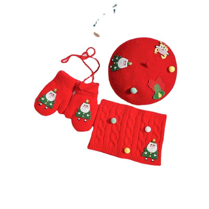 Festive Children’s Gift Box: Cartoon Scarf, Gloves, and Hat Set