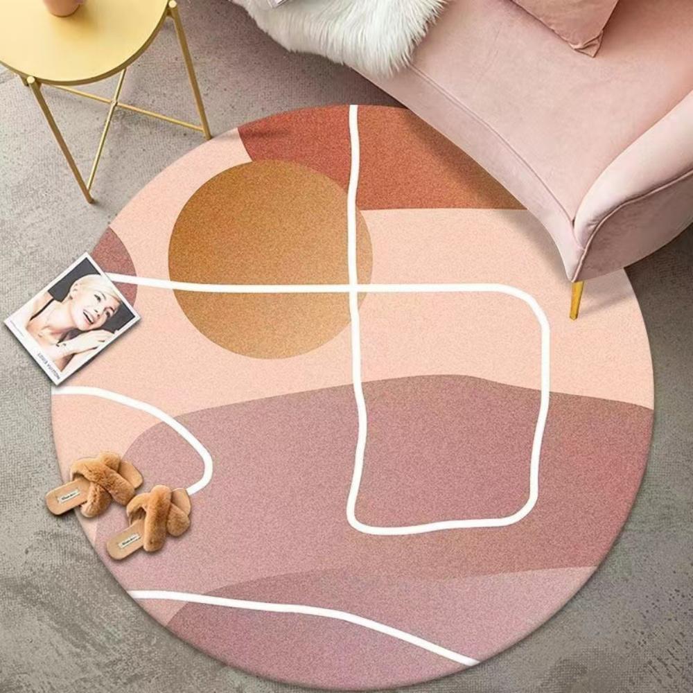 Crystal Velvet Simple Round Living Room rug Bed Blanket Bed Mirror Front Blanket