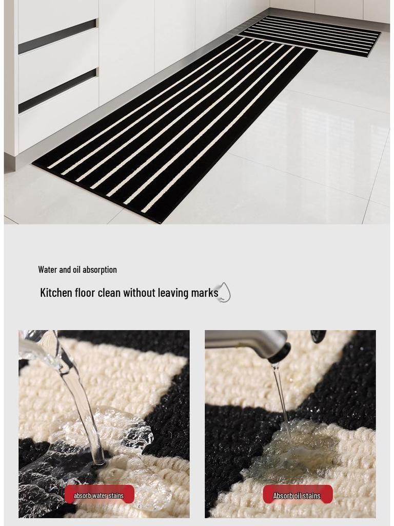 Absorbent Non-slip Striped Floor Mat for Kitchen, Bathroom, and Entryway