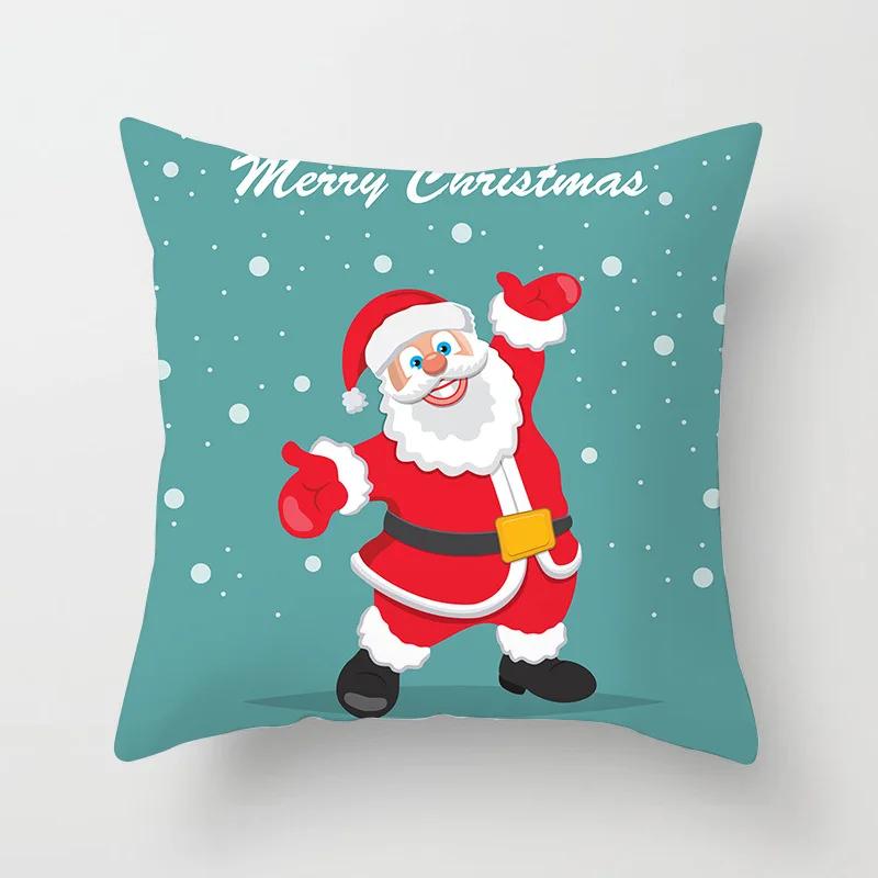 Christmas Decoration Cartoon Santa Claus Polyester Throw Pillow Case Merry Christmas Decorative Pillowcase 45X45Cm