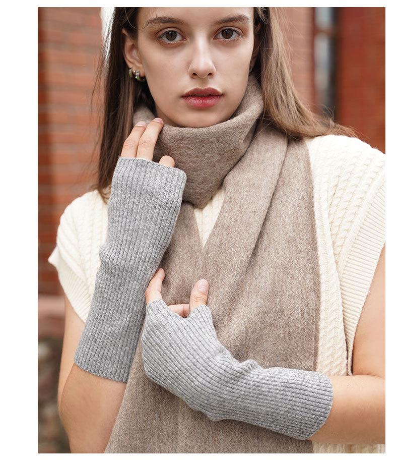 Women's Cashmere Knit Striped Half-Finger Winter Gloves