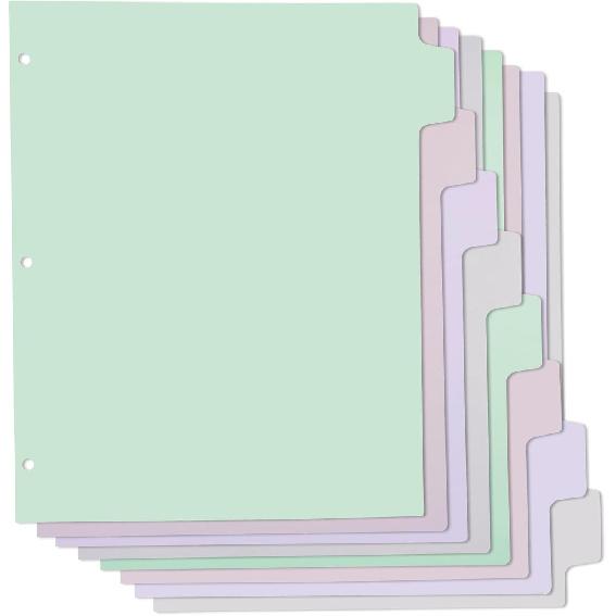 Y YOMA Colored 3 Ring Binder Dividers with Tabs Letter Size Paper Binder Tabs Page Dividers Cute Decorative Binder Index Dividers for Office School
