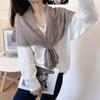 Solid Color Knot Scarves Cross Blouse Shoulder Fake Collar Vintage Knitted Hollow Shawl  Party