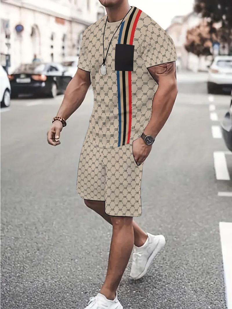 

Men s Summer Fashion Short Sleeve T-Shirt Shorts Set XL
