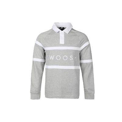 Embroidered Letter Rugby Polo Shirt Men Tops Grey CV0169-063
