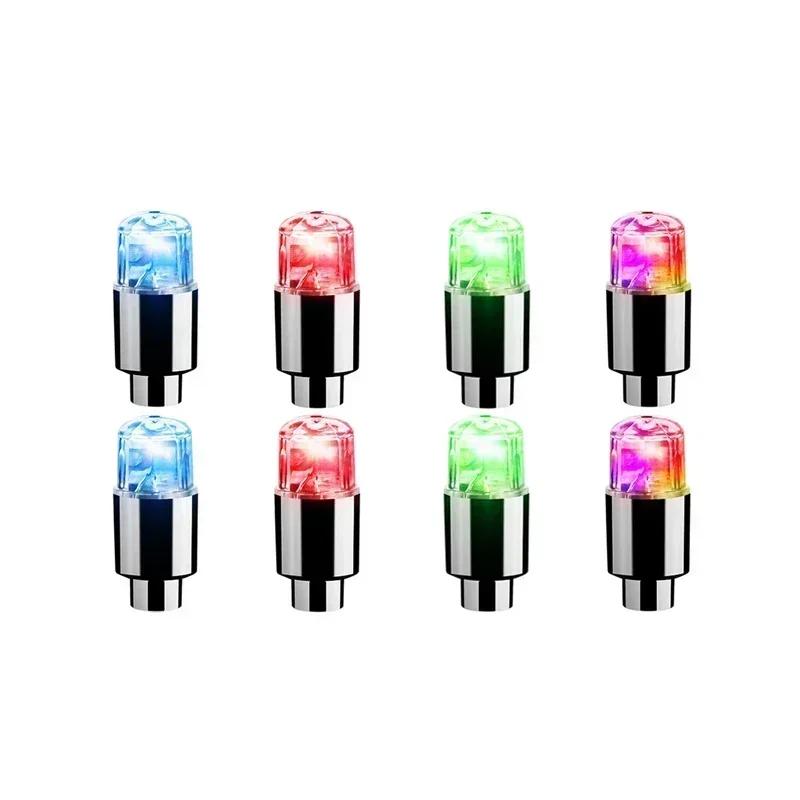 2/4/8pcs LED Tire Valve Stem Caps Neon Light Waterproof Wheel Spoke Lights LED Tire Lamp for Motorcycle Bicycle Car Accessories