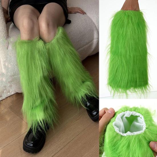 Faux Fur Leg Warmers Women Solid Color Fuzzy Long Boot Covers Fluffy Shaggy Leg Warmers for Christmas Costume Nightclub Street Wear