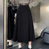 Women Skirt High Waist A-Line Large Hem Design Midi Skirt Solid Color Autumn Winter Draped Skirt Daily Wear