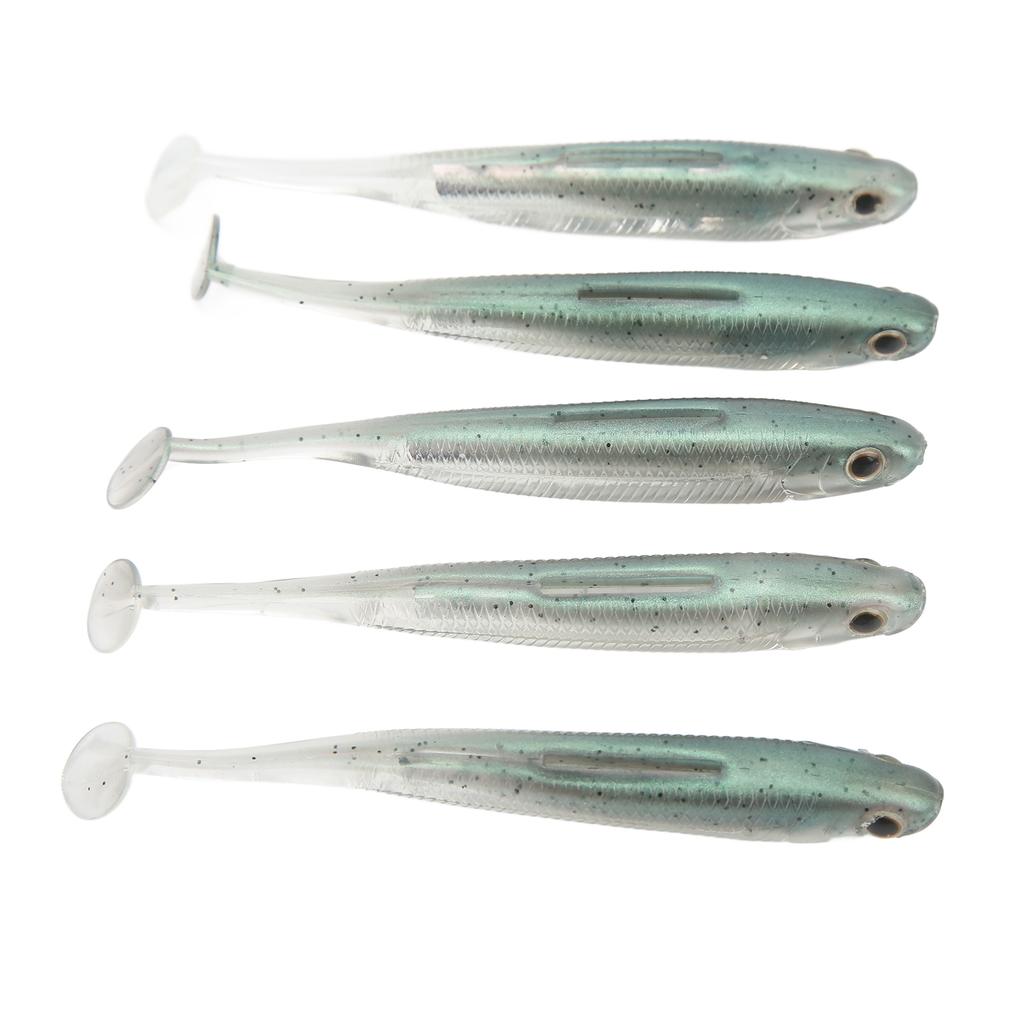 5Pcs Simulated Soft Fish Bait 3D Eyes Environmentally Friendly Silicone Artificial Fish Lure Green