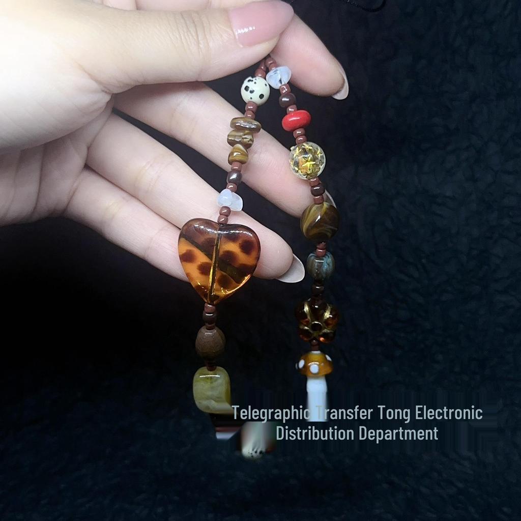 Handmade Retro Amber Beaded Phone Chain and Camera Lanyard