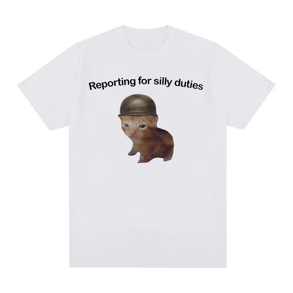 

Reporting for Silly Duties Funny Meme T-Shirts Women Fashion Casual Short Sleeve Streetwear Harajuku Sleeve Clothes S