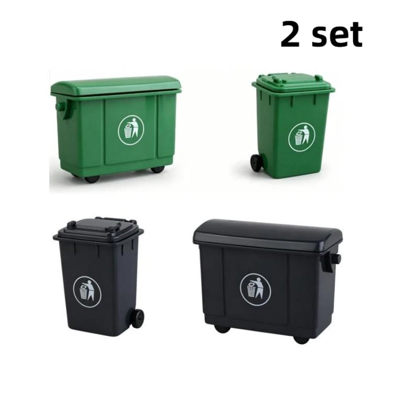 2/4Pcs Mini Desktop Storage Bin Portable Trash Container Dollhouse Ornament Cosmetic Jewelry Storage Box Stationery Organizer