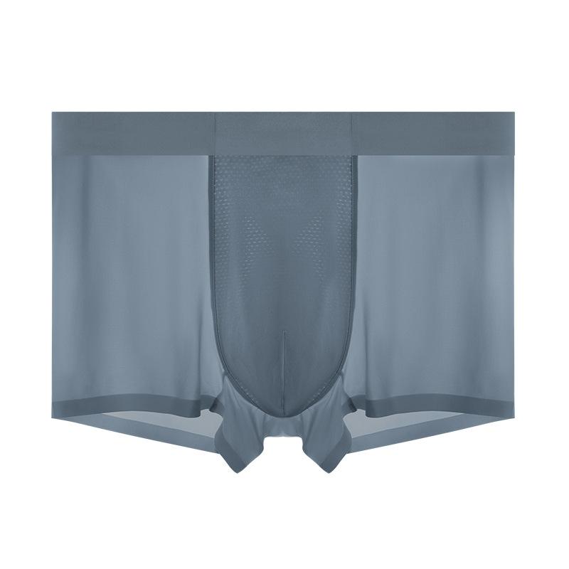 Men's Summer Silk Mesh Antibacterial Breathable Seamless Mid Rise Straight Lined Underwear