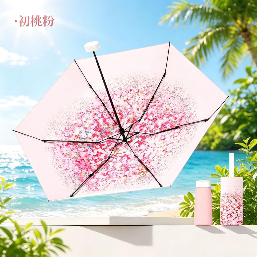 Small pocket umbrella, convenient, fresh color glue sunscreen, 50% off portable umbrella, sun umbrella, sun and rain sunshade umbrella