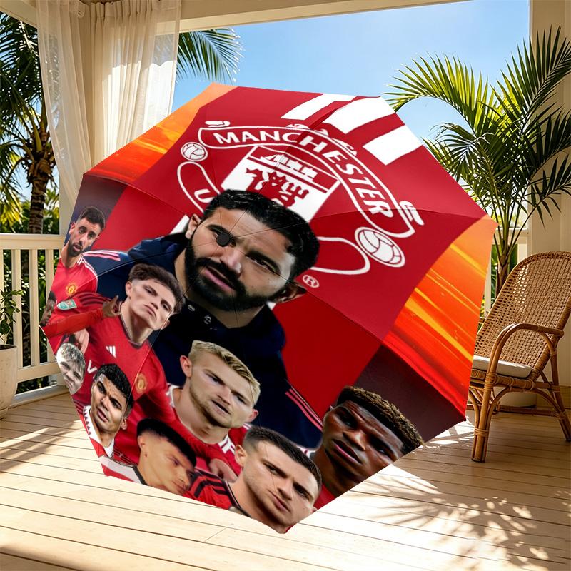Football team.C Print Automatic Open Close Umbrella, Portable Foldable Umbrella, for Outdoor Commute Camping Trip, Ideal Birthday Gift