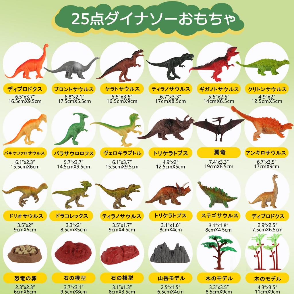 Tubasaya 25 Pieces Dinosaur Toys for Dinosaur Toys Realistic Dinosaur Figures Set with Storage Box for Year Old Boys Christmas New Year Gift Kids,