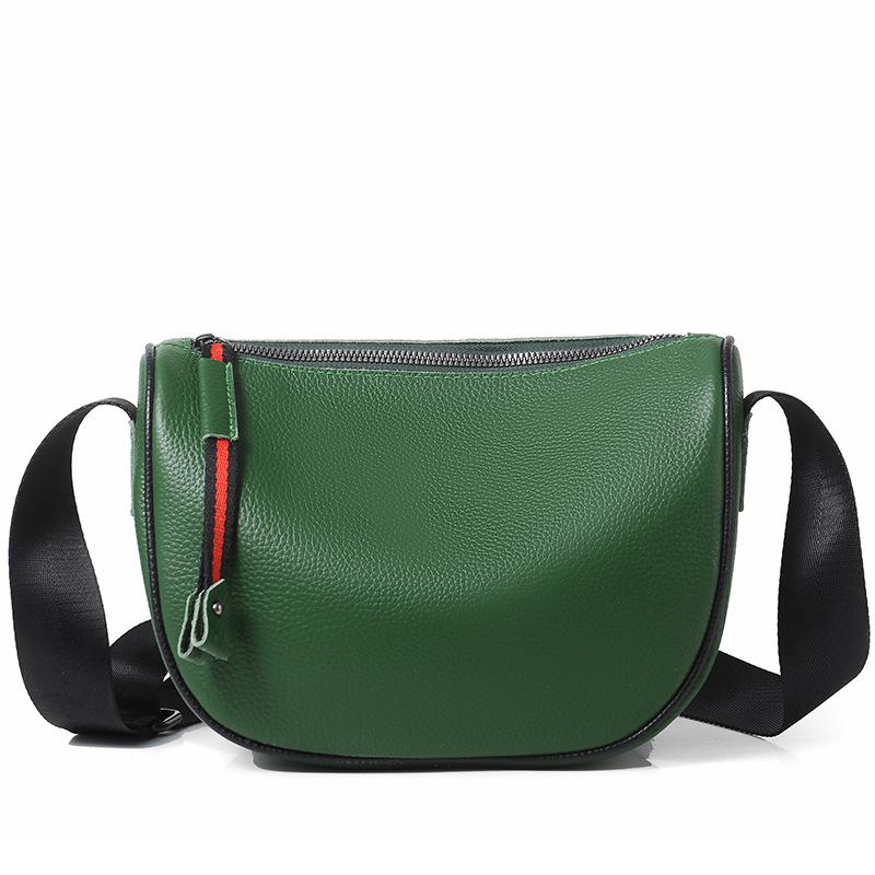 

Сумка из коровьей кожи, женская модная сумка с широким плечевым ремнем, простая сумка-мессенджер через плечо, большая вместимость зелёный