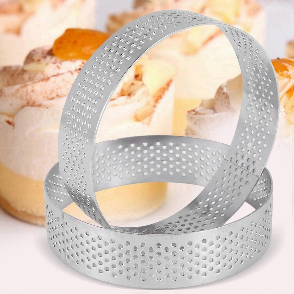 60 Pack Stainless Steel Tart Ring, Heat-Resistant Perforated Cake Mousse Ring, Round Ring Baking Doughnut Tools, 8cm