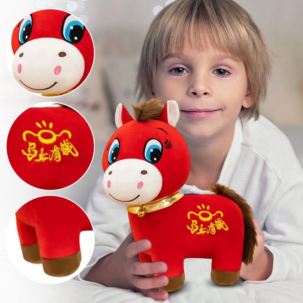 Plush Horse Toy Soft Stuffed Animal with Embroidered and Collar Suitable for Children and Collectors