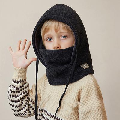 Kids Hat Scarf Set Solid Color Drawstring Winter Warm Headgear Thickened Velvet Lining Soft Hat Scarf Winter Accessories