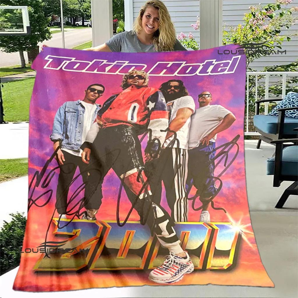 Coperta stampata della band Tokio Hotel Coperta calda per bambini Coperta in flanella morbida e accogliente Coperta per divano letto Coperta da viaggio Regalo di compleanno