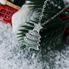 Silver Christmas Tree Pendant Necklace Green Rhinestone Star Top Winter Jewelry New Year Gift for Women Girls Fashion Accessory