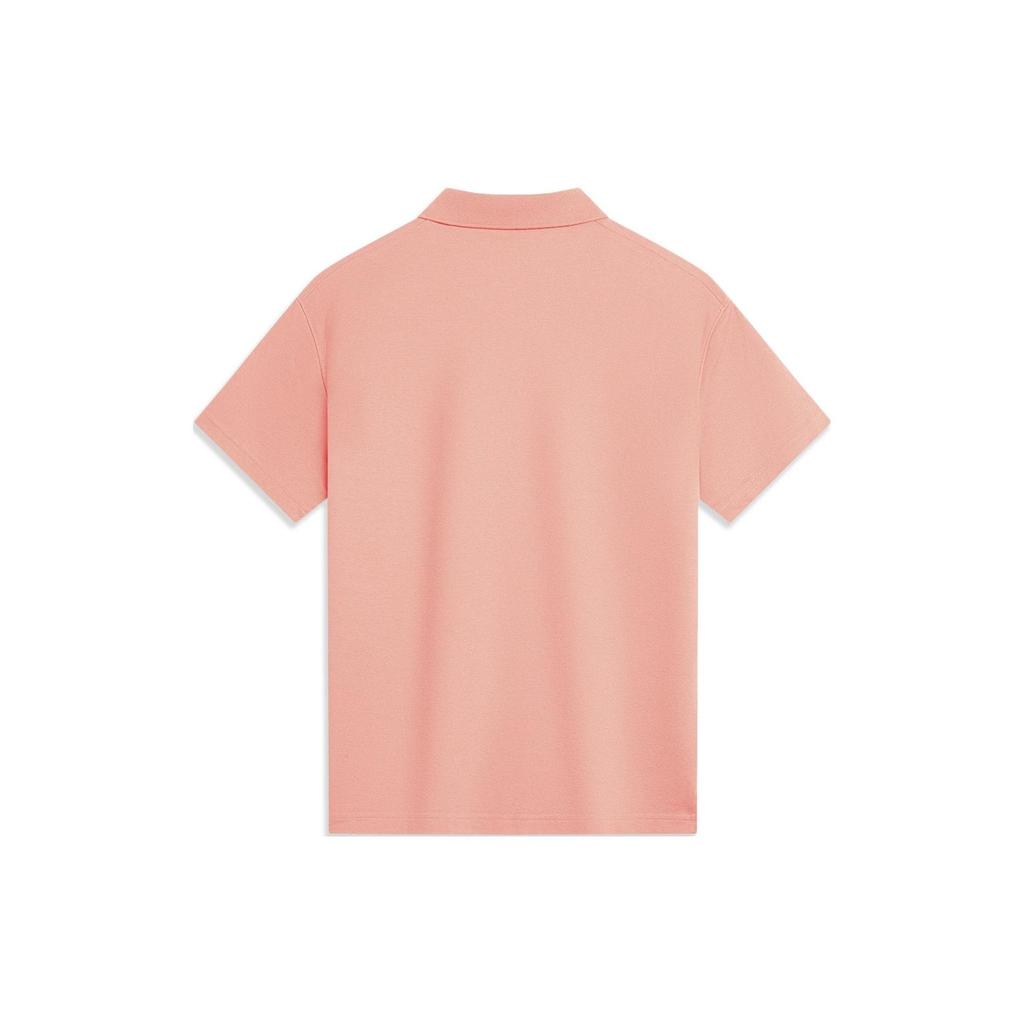 Li Ning Plain Pullover Short Sleeve Polo Shirt Men tops Desert-Pink APLT135-1