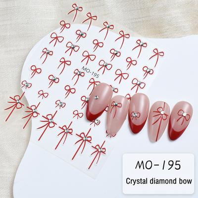 1Pc Small Bow Ribbon Bowknot Nail Stickers High Quality  Diamond Design Adhesive Stickers Nail Art Decoration