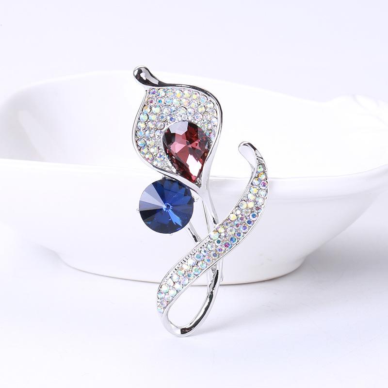 Crystal Calla Lily Brooch Women'S Coat Pin Light Luxury Style Suit Sweater Accessories