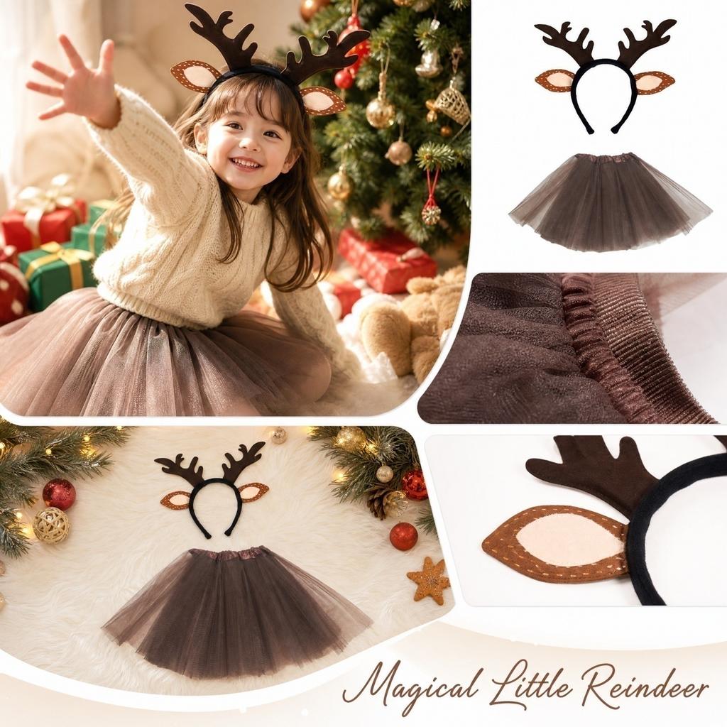 Children's Christmas Headband and Skirt Set for Holiday Costume