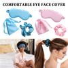 Silk Satin Sleep Mask Set Adjustable Contoured Blindfold with Storage Bag Portable Airplane Sleep Mask for Travel Airplane Home
