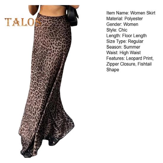Dámska sukňa Vysoký pás Plášť s leopardím vzorom Tvar rybieho chvosta Dĺžka po podlahe Zapínanie na zips Polovičné rozopínanie Priedušná Mäkká party Prom Maxi sukňa