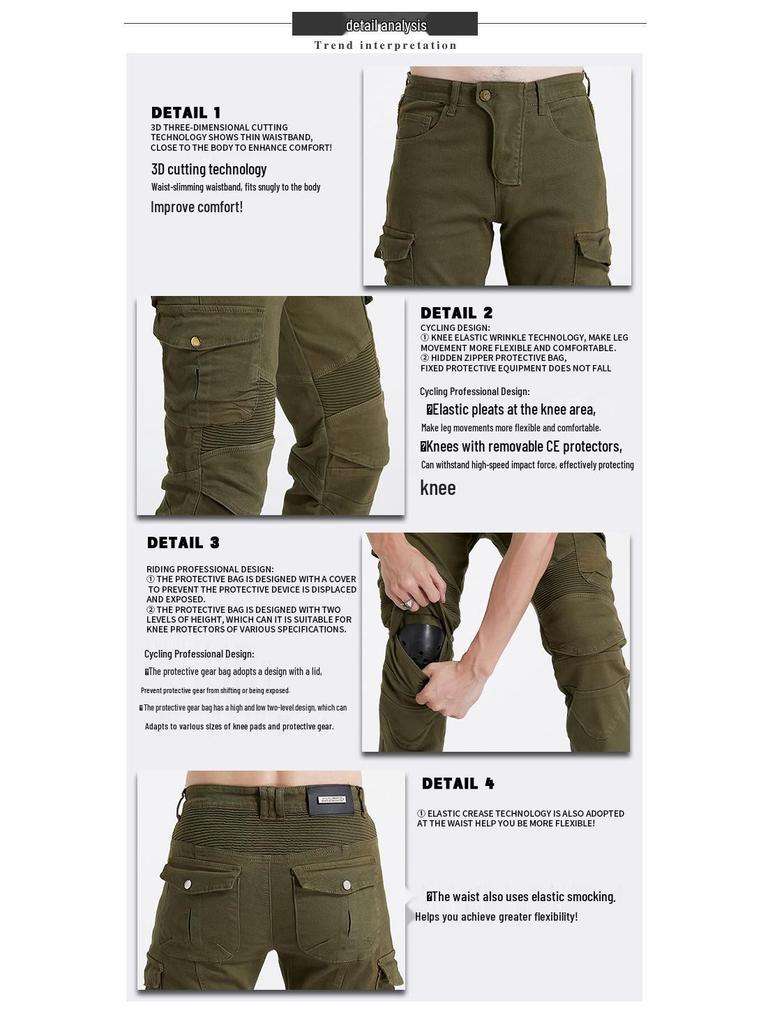 Motorcycle Racing Jeans, Multi-Pocket Riding Pants, Anti-Fall Off-Road Casual Wear